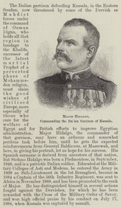 Majoor Hidalgo, commandant van het Italiaanse garnizoen van Kassala (gravure) door English School