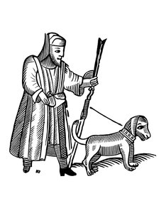 Man die zijn hond uitlaat door English School
