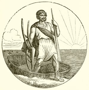 Man in een Korfboot
