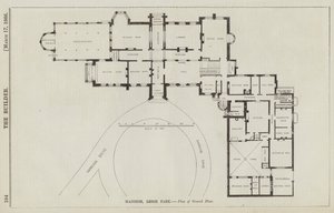 Herenhuis, Leigh Park, Plattegrond van de Begane Grond (gravure) door English School