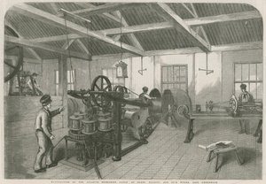 Fabricage van de Atlantische onderzeese kabel bij Glass Elliott en Co.