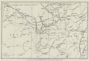 Kaart van Afghanistan en de aangrenzende gebieden van Russisch Turkestan, Perzië en India