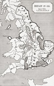 Kaart van Groot-Brittannië in 626, uit 