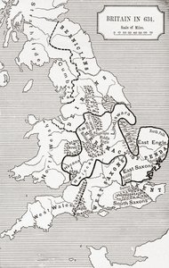 Kaart van Groot-Brittannië in 634, uit 