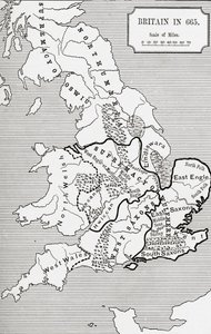 Kaart van Groot-Brittannië in 665, uit 