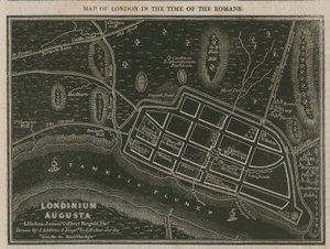 Kaart van Londen in de tijd van de Romeinen