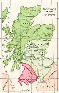 Kaart van Schotland in 1290, uit 