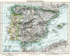 Kaart van Spanje en Portugal uit Milner