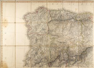 Kaart van Spanje die naar verluidt is gebruikt door de Hertog van Wellington door English School