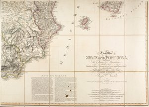Kaart van Spanje, gezegd te zijn gebruikt door de hertog van Wellington door English School