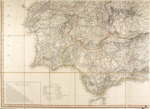 Kaart van Spanje, gezegd te zijn gebruikt door de hertog van Wellington door English School