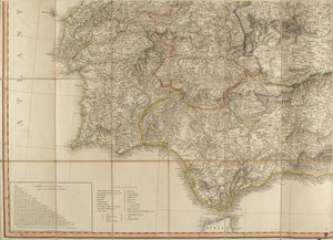 Kaart van Spanje die naar verluidt door de Hertog van Wellington is gebruikt door English School