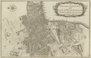 Kaart van de City of Westminster en het Hertogdom Lancaster, Londen