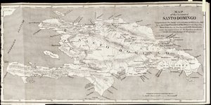 Kaart van het eiland Santo Domingo, uit 