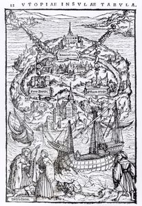 Kaart van het Eiland Utopia, Boek frontispice