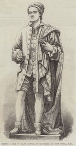 Marmeren standbeeld van Allan Ramsay, in Edinburgh, door John Steell, RSA (gravure) door English School
