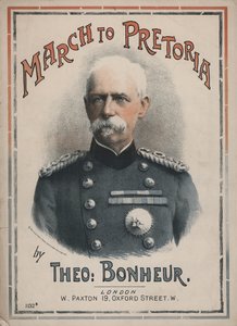 Mars naar Pretoria, bladmuziekomslag met een portret van Veldmaarschalk Lord Roberts