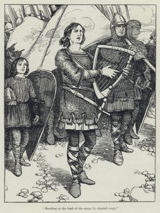 Aan het hoofd van het leger marcheerde hij en zong liederen door English School