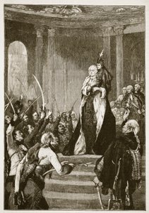 Maria Theresia en het Hongaarse parlement, illustratie uit Cassells Illustrated History of England door English School