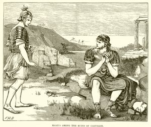 Marius tussen de ruïnes van Carthago