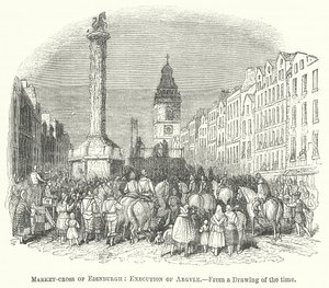 Marktkruis van Edinburgh: Executie van Argyle (gravure) door English School
