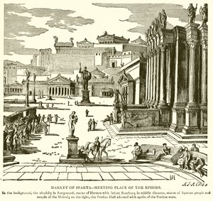 Markt van Sparta--Ontmoetingsplaats van de Ephoren