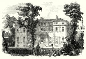 Marlborough House, de residentie van de Prins van Wales (gravure) door English School