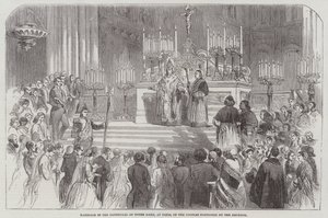 Huwelijk in de kathedraal van Notre Dame, Parijs, van de door de keizer gedoteerde paren door English School