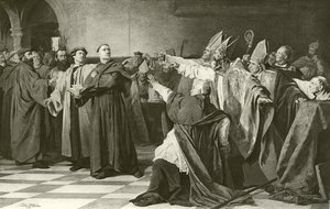 Maarten Luther voor de Rijksdag van Worms (gravure) door English School