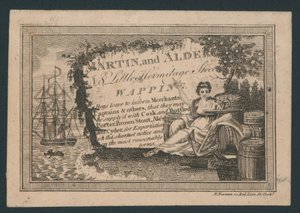 Martin en Alder, 8 Little Hermitage Street, Wapping, bier etc. leverancier, handelskaart door English School