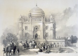 Mausoleum van Jufhir Junge, Delhi, uit The Oriental Portfolio: Picturesque Illustrations of the Scenery and Architecture of India door Horace H. Wilson, gepubliceerd 1841 door English School