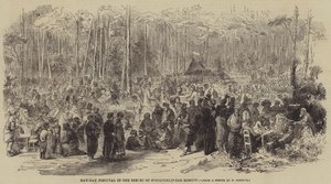 Meidagfestival in het bos van Sokolniki, nabij Moskou (gravure) door English School