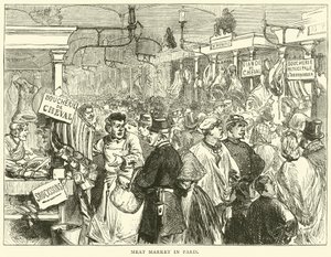 Vleesmarkt in Parijs, oktober 1870 door English School