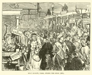 Vleesmarkt, Parijs, tijdens het beleg, 1870 door English School