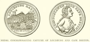 Medaille ter herdenking van de verovering van Louisburg en Cape Breton door English School