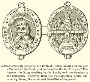 Medaille geslagen ter ere van de graaf van Essex door English School