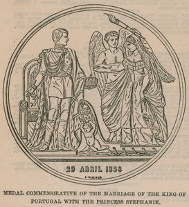Medaille ter herdenking van het huwelijk van de koning van Portugal met prinses Stephanie