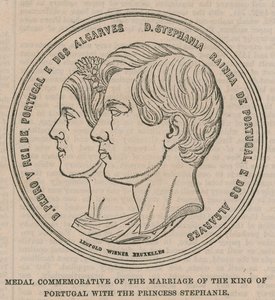 Medaille ter herdenking van het huwelijk van de koning van Portugal met prinses Stephanie