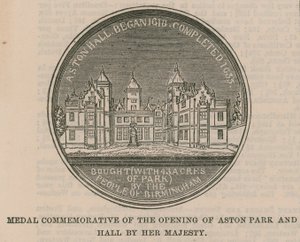 Medaille ter herdenking van de opening van Aston Park en Hall door Hare Majesteit door English School