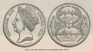 Medaille voor de opening van de nieuwe Blackfriarsbrug, Londen door English School