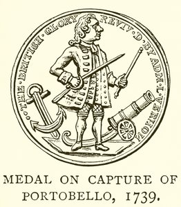 Medaille op de verovering van Portobello, 1739 door English School