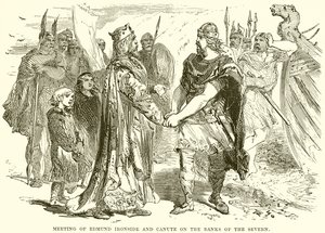 Ontmoeting van Edmund Ironside en Canute aan de oevers van de Severn