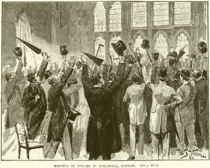 Bijeenkomst van Jingoes in Guildhall, Londen
