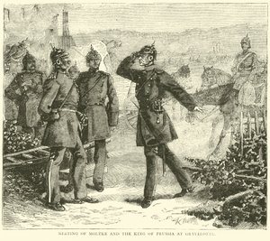 Ontmoeting van Moltke en de koning van Pruisen bij Gravelotte, augustus 1870 door English School