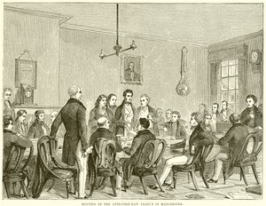 Bijeenkomst van de Anti-Corn-Law League in Manchester door English School
