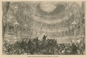 Bijeenkomst van de Anti-Corn Law League in Drury Lane Theater
