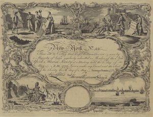 Lidmaatschapsbewijs van de New York Marine Society, 1773 door English School
