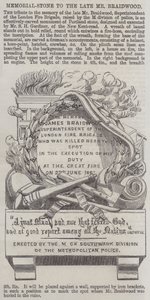 Gedenksteen voor wijlen Mr Braidwood (gravure) door English School