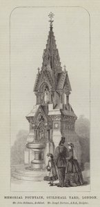 Gedenkfontein, Guildhall Yard, Londen, Mr John Robinson, Architect, Mr Joseph Durham, ARA, Beeldhouwer (gravure)