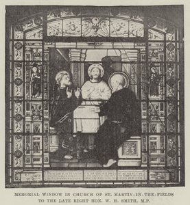 Herdenkingsraam in de kerk van St Martin-in-the-Fields voor wijlen de zeer eerbiedwaardige W H Smith, MP door English School